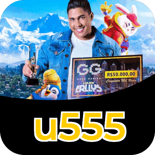 Interface do aplicativo u555 mostrando jogos disponíveis no iOS e Android
